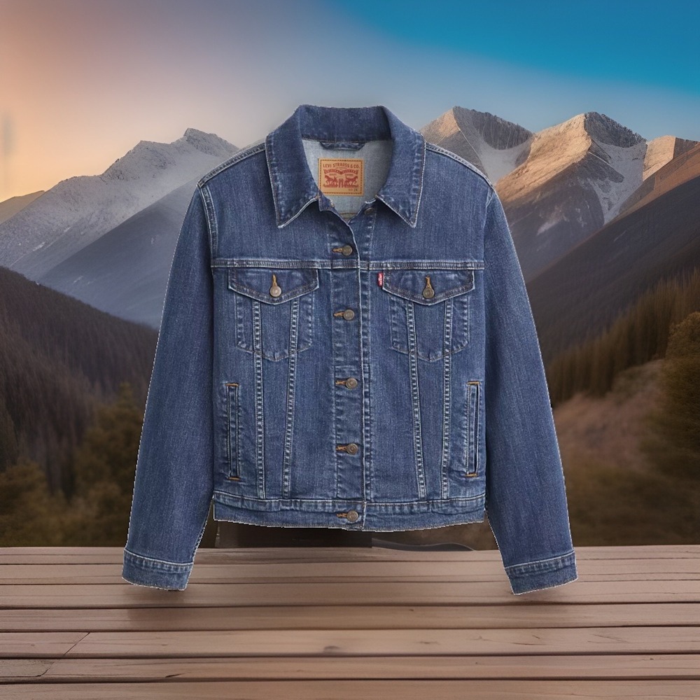 Levi's Women's Sz 3X Classic Trucker Denim Jacket Dark Wash Ranch Western Girly